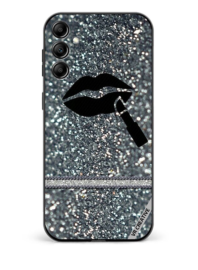 VR CREATIVE Protective Case Cover For Samsung Galaxy A55 Lipstick on Silver Glitter Design Multicolour - Image 1