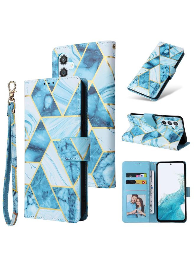 اس-توب جراب لهاتف Samsung Galaxy A54 5G مصنوع من الجلد بخياطة برونزية رخامية - Image 1