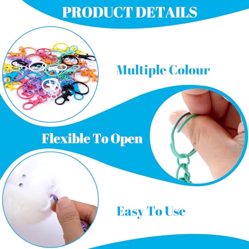 Winsyison 16pcs Colorful Swivel Snap Hook with Keyrings, Alloy Small Lobster Claw Clasps Keychain Clip, Heavy Duty Key Chain Hooks Clasps for Lanyard Keychains Backpacks DIY Crafts - 8 Colors - Image 3