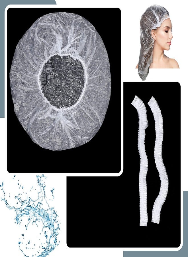 SATINIOR 50 Pcs Disposable Shower Caps Plastic Clear Large Lengthen Elastic Waterproof Bath Caps for Women Portable Travel Hotel Hair Salon Essentials Accessories Individually Wrapped - Image 3