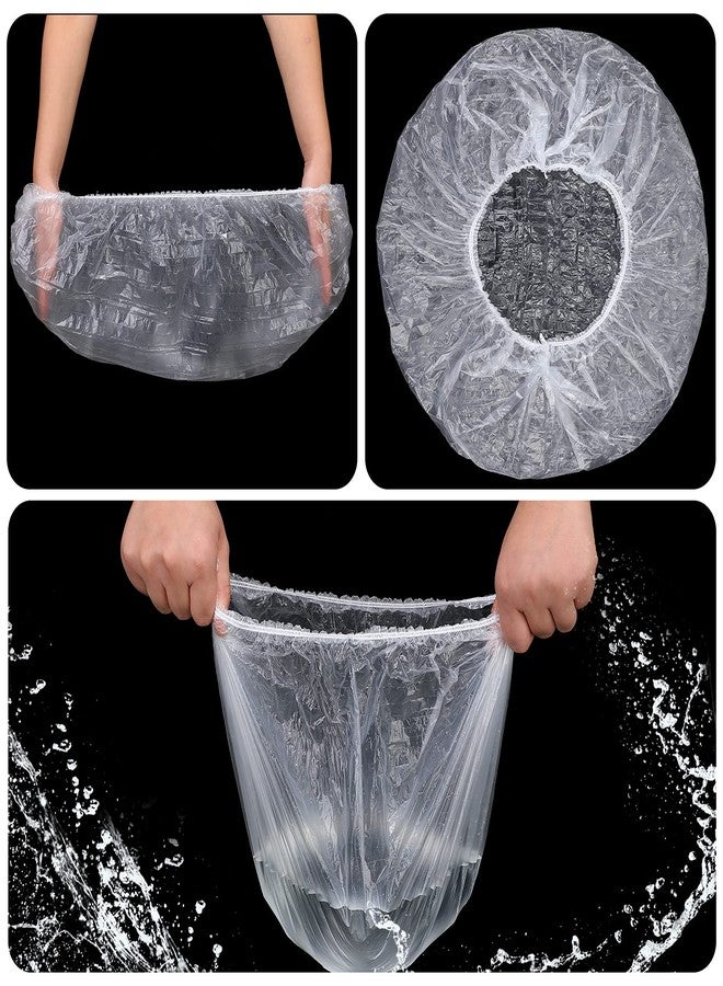 SATINIOR 50 Pcs Disposable Shower Caps Plastic Clear Large Lengthen Elastic Waterproof Bath Caps for Women Portable Travel Hotel Hair Salon Essentials Accessories Individually Wrapped - Image 4