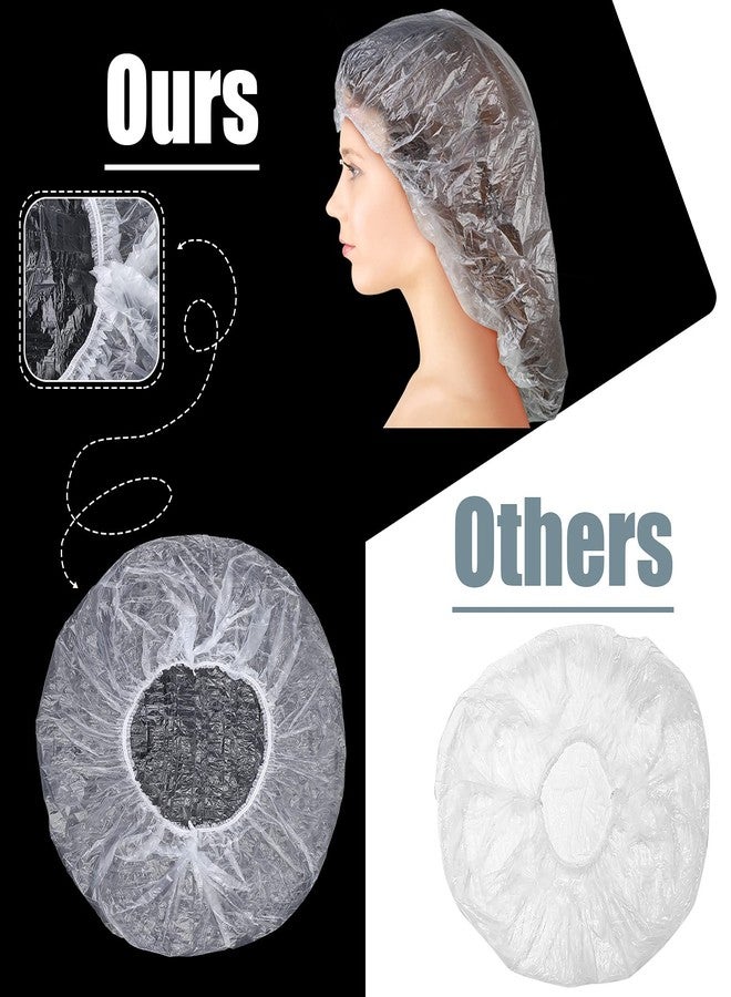 SATINIOR 50 Pcs Disposable Shower Caps Plastic Clear Large Lengthen Elastic Waterproof Bath Caps for Women Portable Travel Hotel Hair Salon Essentials Accessories Individually Wrapped - Image 5