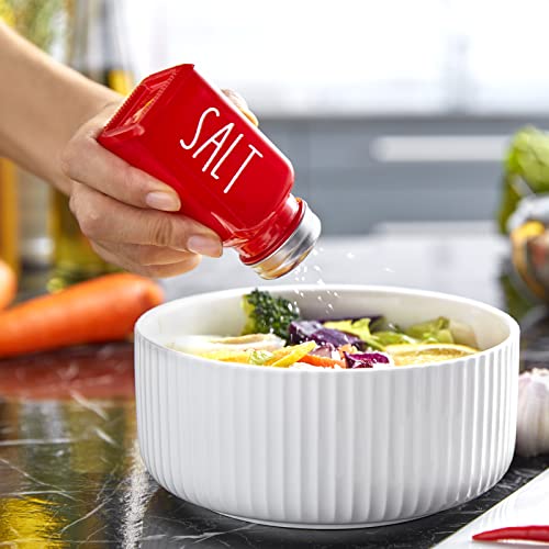 dopeca Red Salt and Pepper Shakers Set - Red Farmhouse Kitchen Decor and Accessories - Cute Glass Salt Shaker for Kitchen and Table - Image 4