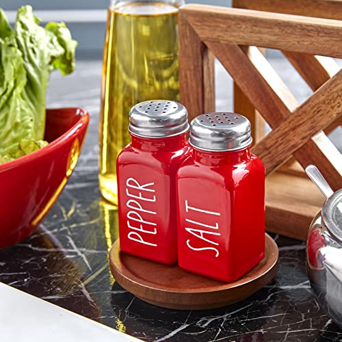 dopeca Red Salt and Pepper Shakers Set - Red Farmhouse Kitchen Decor and Accessories - Cute Glass Salt Shaker for Kitchen and Table - Image 2