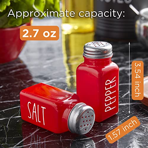 dopeca Red Salt and Pepper Shakers Set - Red Farmhouse Kitchen Decor and Accessories - Cute Glass Salt Shaker for Kitchen and Table - Image 3