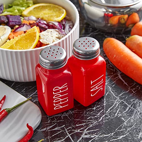 dopeca Red Salt and Pepper Shakers Set - Red Farmhouse Kitchen Decor and Accessories - Cute Glass Salt Shaker for Kitchen and Table - Image 5