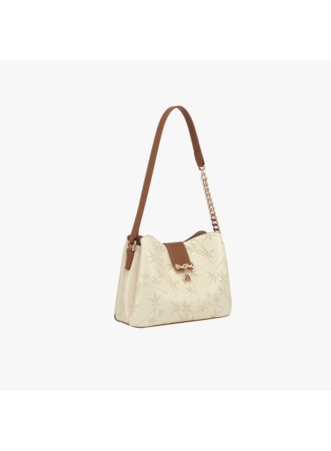 YEARCON Chinese Style Bamboo】elegant Textured Bucket Bag, Lightweight Large Capacity Shoulder Bag - Image 4