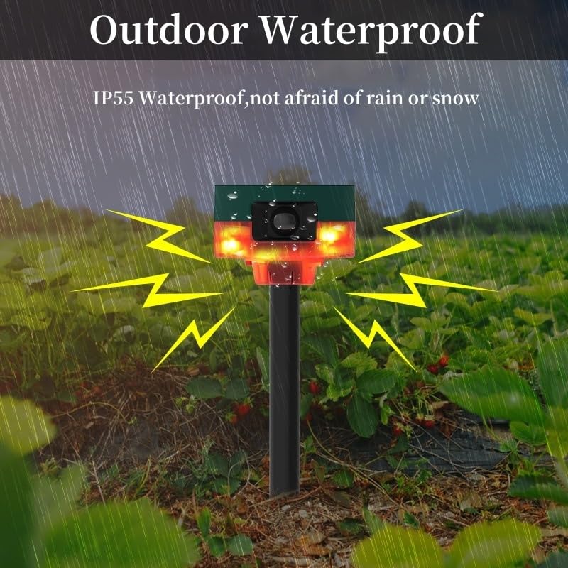 Lancoon Solar Motion Sensor Alarm Repellent 360°Motion Detector Loud Siren LED Flashing Light IP55 Waterproof with Remote High Volume Voice Recording for Farm Home Barn Yard - Image 3