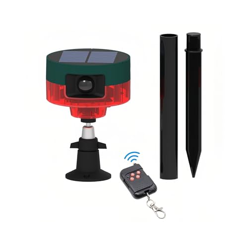 Lancoon Solar Motion Sensor Alarm Repellent 360°Motion Detector Loud Siren LED Flashing Light IP55 Waterproof with Remote High Volume Voice Recording for Farm Home Barn Yard - Image 1