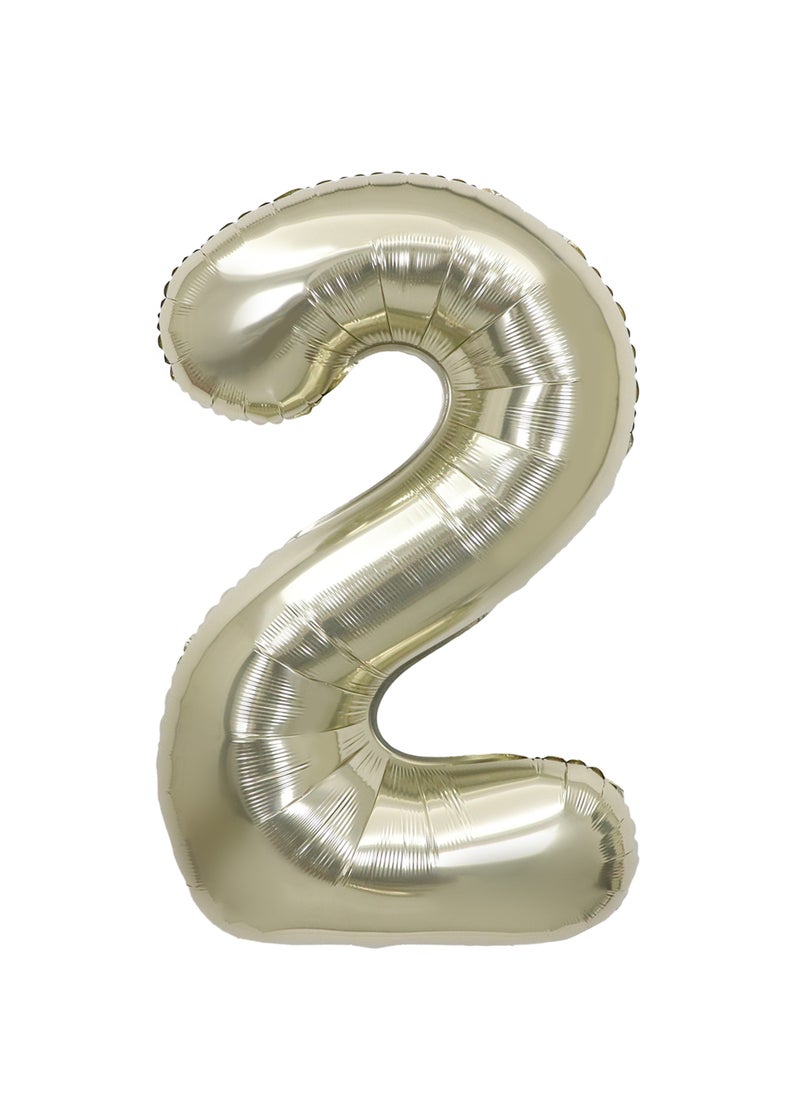 Party Zone White Gold Foil Balloon Number 2 32" 