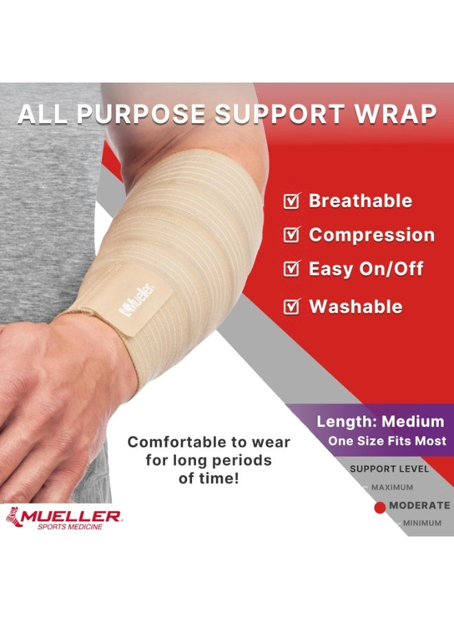 MUELLER Sports Medicine All-Purpose Support Wrap for Men and Women, Adjustable Compression for Joint and Muscle Support, Beige, Regular (Pack of 1) - Image 5