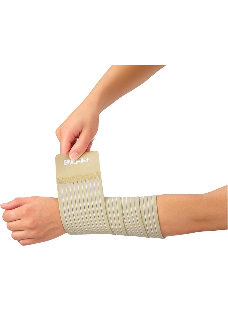 MUELLER Sports Medicine All-Purpose Support Wrap for Men and Women, Adjustable Compression for Joint and Muscle Support, Beige, Regular (Pack of 1) - Image 3