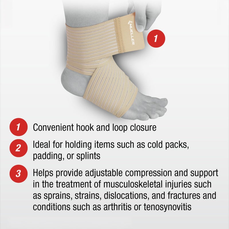 MUELLER Sports Medicine All-Purpose Support Wrap for Men and Women, Adjustable Compression for Joint and Muscle Support, Beige, Regular (Pack of 1) - Image 4