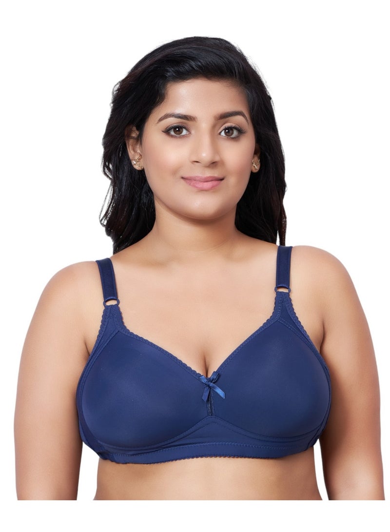 Glamroot Women Full Coverage Plus Size Padded Everyday Bra, Blue - Image 1