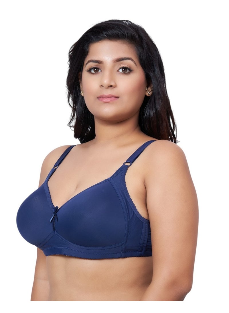Glamroot Women Full Coverage Plus Size Padded Everyday Bra, Blue - Image 4