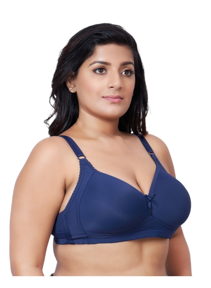 Glamroot Women Full Coverage Plus Size Padded Everyday Bra, Blue - Image 3