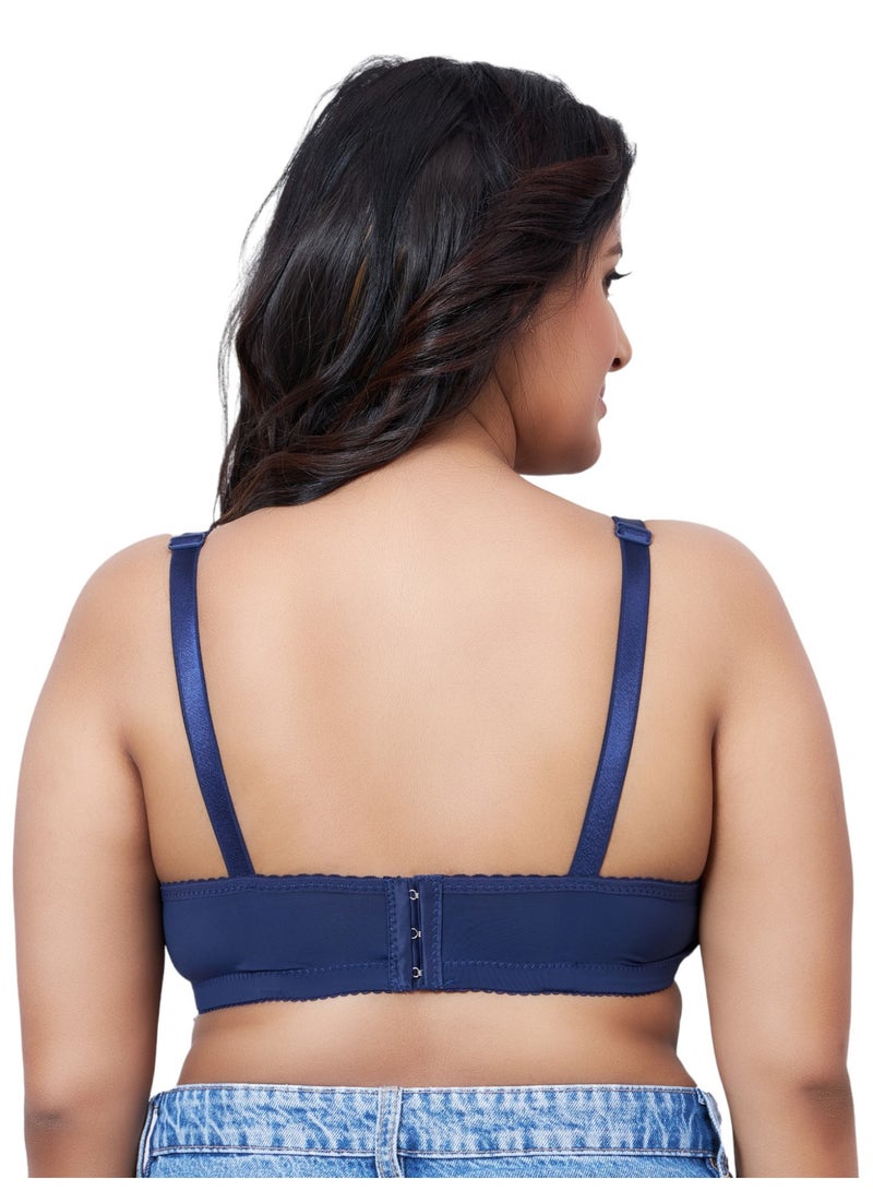 Glamroot Women Full Coverage Plus Size Padded Everyday Bra, Blue - Image 2