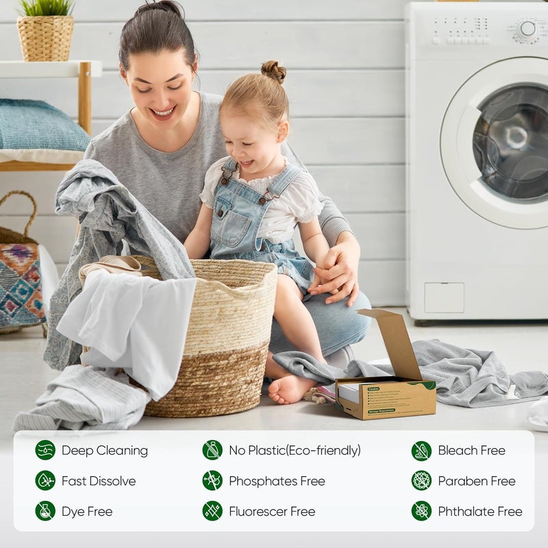 Fisroa 300 Load Laundry Detergent Sheets with Fresh Linen Scent - Eco-friendly Plastic-Free Liquid-less Washer Sheets for Travel, Camping, Home & Dorm - Image 2