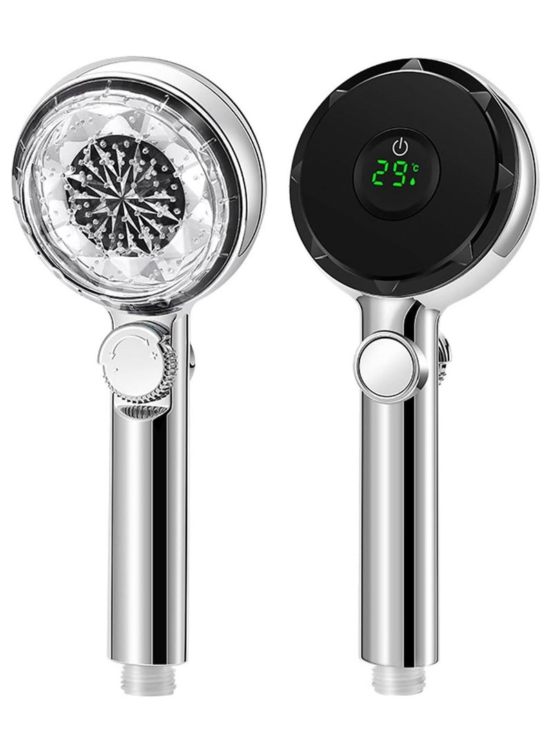 HOMESTAR Handheld Shower Head High Pressure with Bracket and Big 1.5M Hose Water Saving Spray Showerheads,Digital Temperature Display on Off Led in Chrome. - Image 1