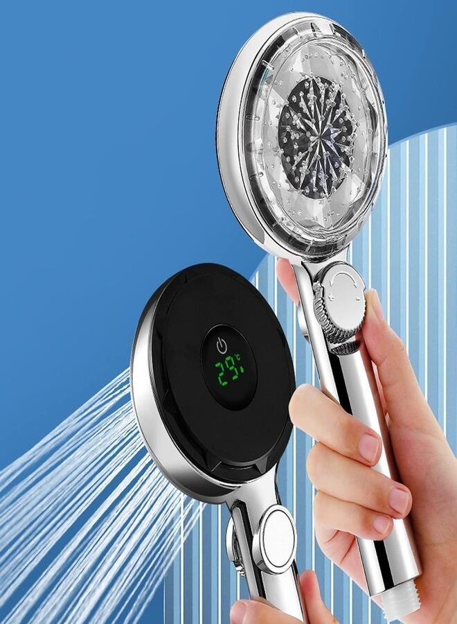 HOMESTAR Handheld Shower Head High Pressure with Bracket and Big 1.5M Hose Water Saving Spray Showerheads,Digital Temperature Display on Off Led in Chrome. - Image 4