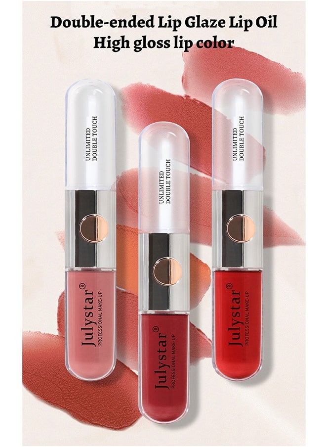 Julystar - Double Ended Lip Glaze Lip Oil High Gloss Lip Color 08,High Shine Lip Glaze,Transparent Lip Oil,Stick Cup Not Fade Waterproof Liquid Lipstick For Girls And Women - Image 1