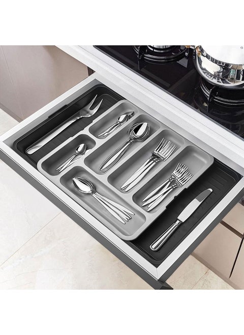 Cutlery Holder Inside Drawer Adjustable Openable Knife Spoon Fork Drawer Organizer Sliding Cutlery Holder