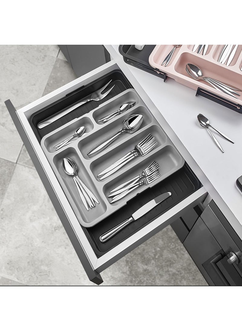 Cutlery Holder Inside Drawer Adjustable Openable Knife Spoon Fork Drawer Organizer Sliding Cutlery Holder