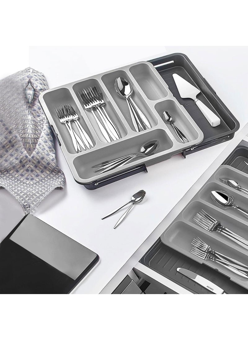 Cutlery Holder Inside Drawer Adjustable Openable Knife Spoon Fork Drawer Organizer Sliding Cutlery Holder