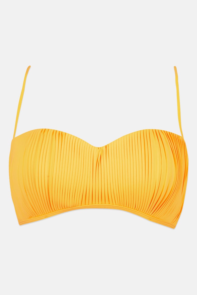 RIP CURL Women Pleated Padded Bikini Top, Neon Orange - Image 2