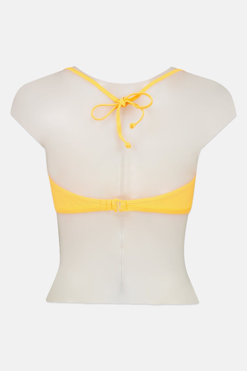 RIP CURL Women Pleated Padded Bikini Top, Neon Orange - Image 3