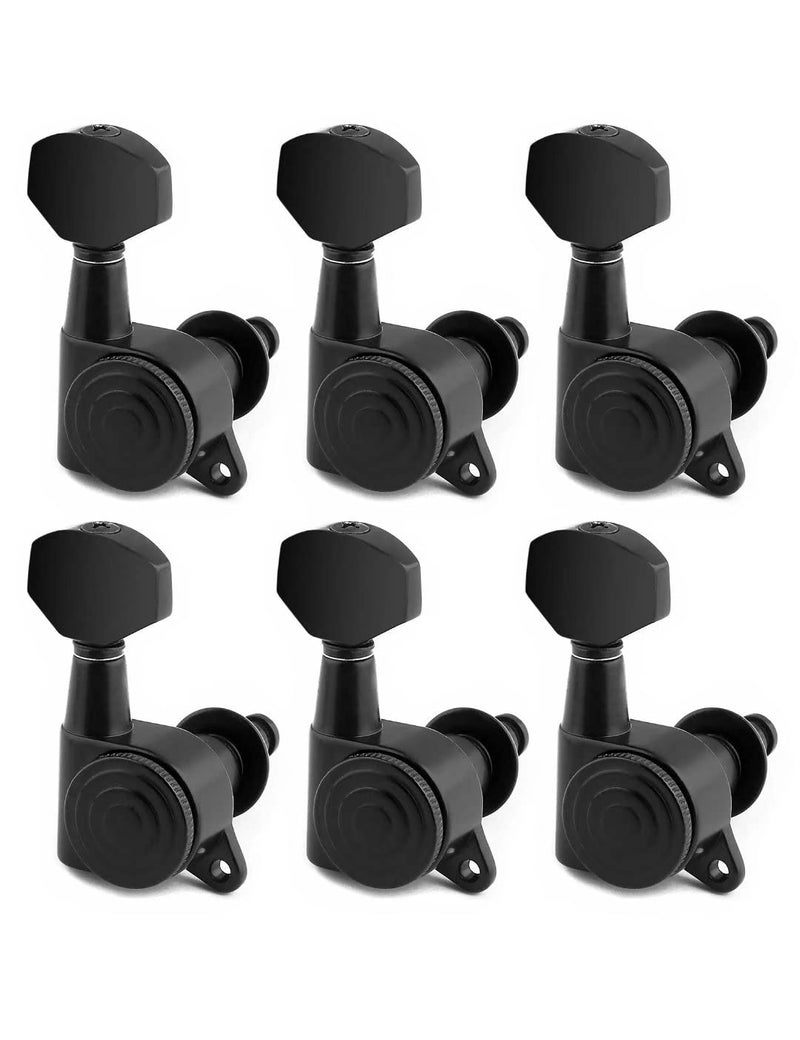 Rubatone Locking Guitar String Tuning Pegs Sealed Machine Heads Tuners Tuning Keys 6 In Line for Right Handed Electric Guitar or Acoustic Guitar Black. - Image 1