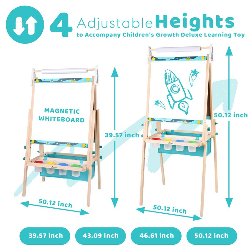 Joyooss Art Easel for Kids,Double Sided Wooden with 98+ Accessories Kids Easel Drawing Board with Magnetic Chalkboard,Dry Erase White Board & Paper Roll Paint Art Easel for Kid Age 2-4 4-8 9-12 - Image 5