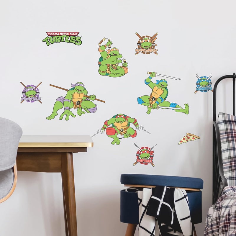 WALL PALZ Teenage Mutant Ninja Turtles Wall Decals  Set of 10 TMNT Vinyl Wall Sticker Bedroom Decorations  Peel and Stick Room Decor Red Green Blue Purple - Image 1