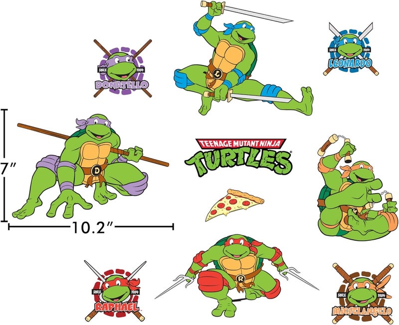 WALL PALZ Teenage Mutant Ninja Turtles Wall Decals  Set of 10 TMNT Vinyl Wall Sticker Bedroom Decorations  Peel and Stick Room Decor Red Green Blue Purple - Image 2