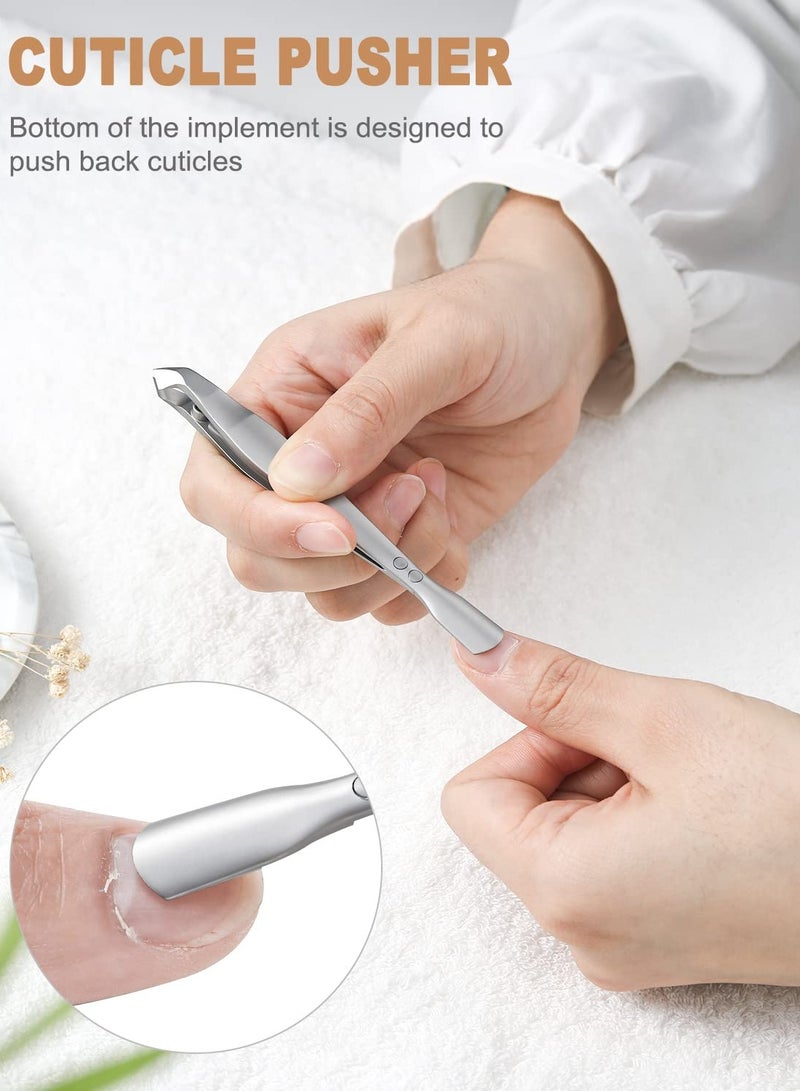 Premium Cuticle Clippers for Nails , Sharp Trimmer Tool , 2 in 1 Cuticle Trimmer with Pouch, Slim Portable Tool for Fingernails and Toenails Silver - Image 4