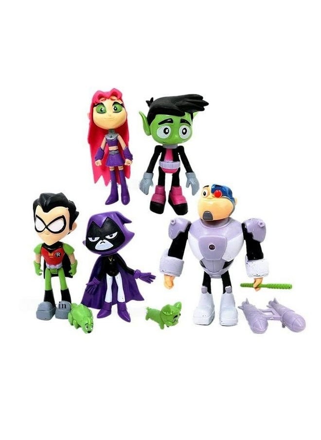 Trunkin - Trunkin | Teen Titans Beast Boy Anime Set of 5 Pcs| Movie Steel Bones Starfire Raven Handyman Office Boy Action Figure Anime Figurine Collectible Figures, Polyvinyl Chloride - Image 1