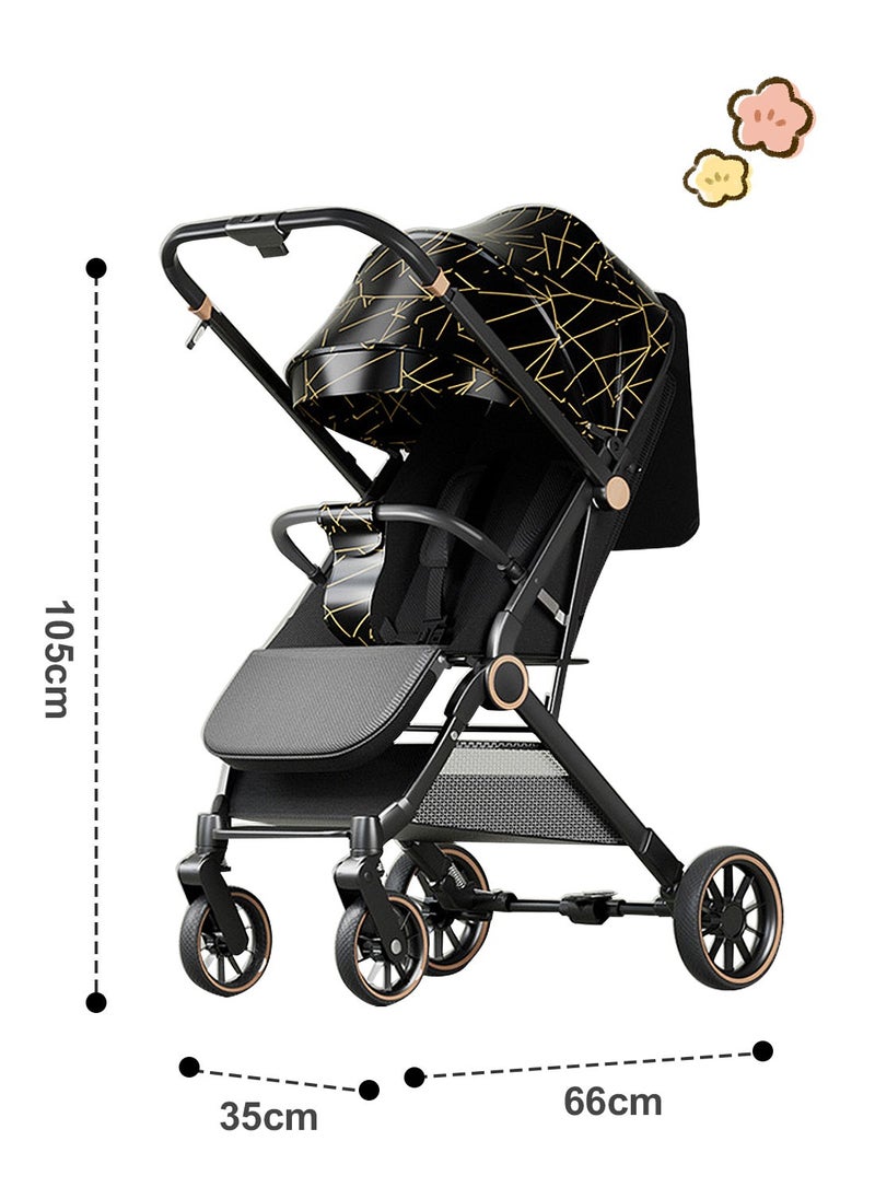 Baby Stroller, Can Sit And Lie,Three Point Safety Belt Lightweight Stroller For Travel, With Handle And Pocket
