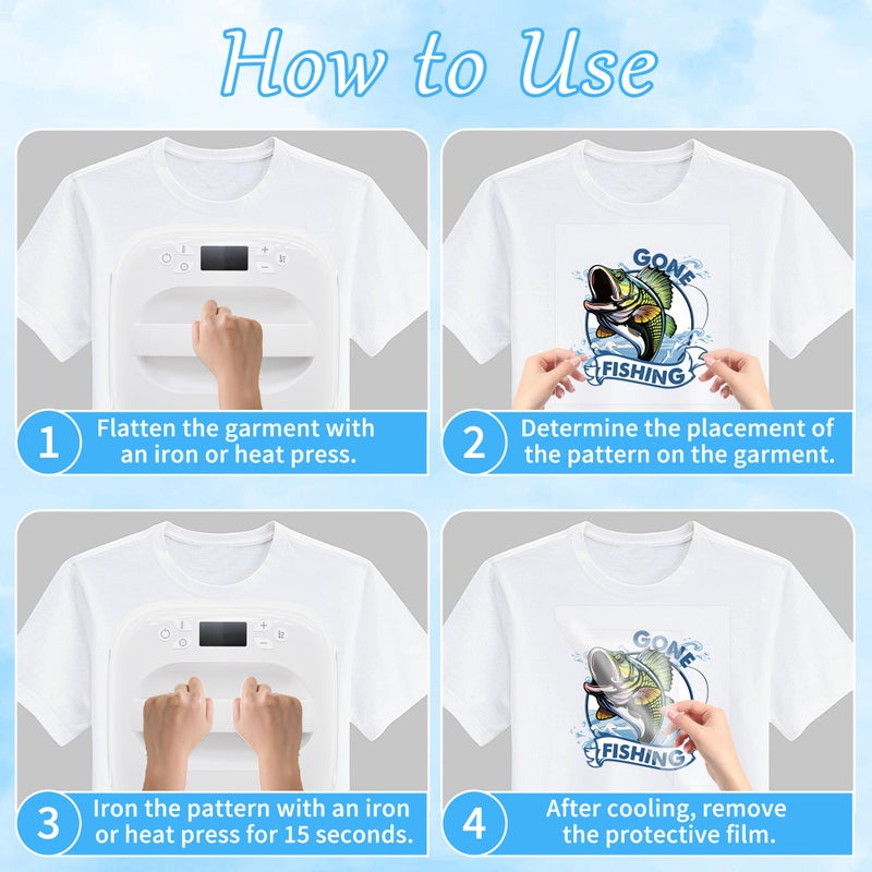 EoBeCy 12 Sheets Fishing Iron on Transfers for T-Shirts, Funny DTF Transfers Ready to Press Heat Transfers Vinyl, Iron on Patches Decals for Clothes Canvas Bag Hoodie Pillow Covers DIY Crafts - Image 5