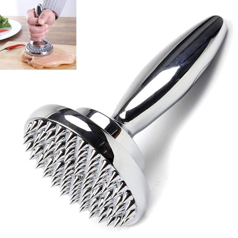 TIYOORTA Dual Sided Meat Tenderizer Marinating Prep ToolManual Hammer Mallet Tool for SteakReversible Stainless Steel Base Dual Sided Tenderizer