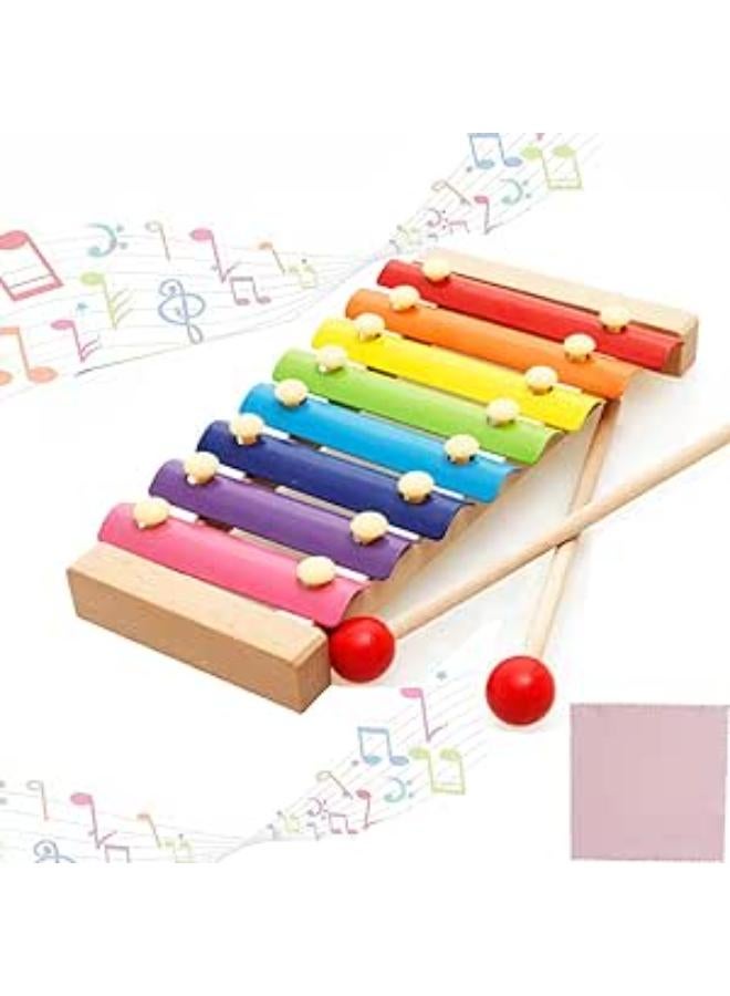 Toulifly Xylophone, Wooden Xylophone, Xylophone for Children, Colourful Wooden Xylophone, Musical Toys Xylophone, Musical Toys for Child, Educational Musical Instruments, Cleaning Cloth