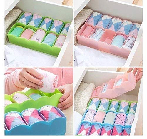 JAAP JAAP Multipurpose Plastic 5 Grid Socks Storage Organizer Holder Set of 4 Pcs Assorted Color  - Image 3
