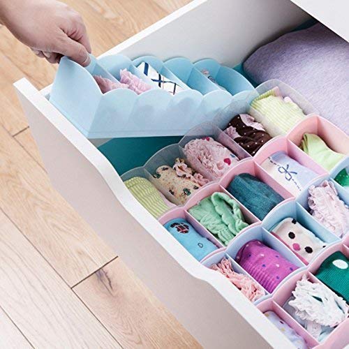 JAAP JAAP Multipurpose Plastic 5 Grid Socks Storage Organizer Holder Set of 4 Pcs Assorted Color  - Image 5