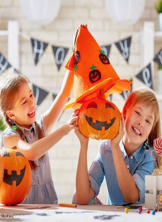 PHALIN Halloween Earrings for Women Ghost Spider Pumpkin Switch Cat Earrings Set for Party Costome (9 Pairs Halloween Drop) - Image 2