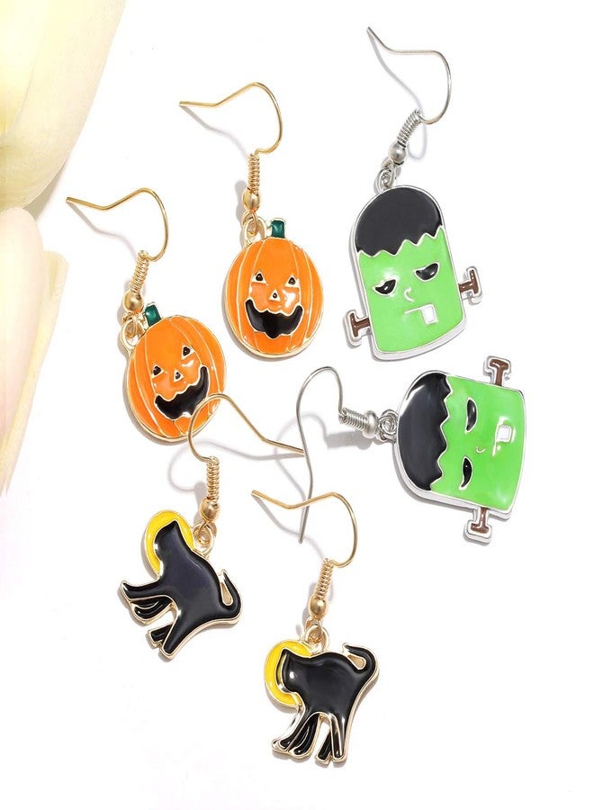 PHALIN Halloween Earrings for Women Ghost Spider Pumpkin Switch Cat Earrings Set for Party Costome (9 Pairs Halloween Drop) - Image 5