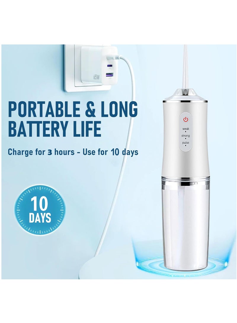 MileMelo Water Flosser Cordless for Teeth -3 Modes Dental Oral Irrigator Portable and Rechargeable IPX7 Waterproof Powerful Battery Life Water Teeth Cleaner Picks for Home Travel(White)  - Image 4