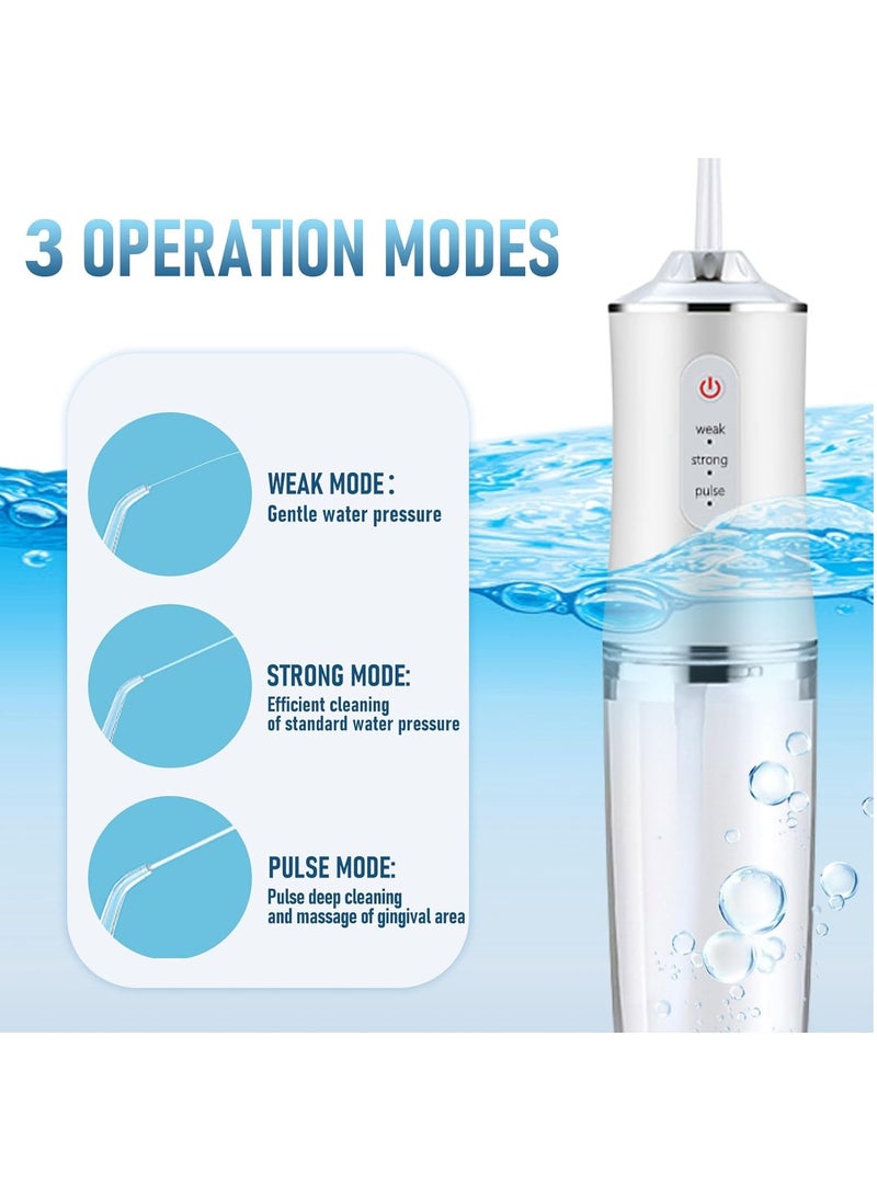 MileMelo Water Flosser Cordless for Teeth -3 Modes Dental Oral Irrigator Portable and Rechargeable IPX7 Waterproof Powerful Battery Life Water Teeth Cleaner Picks for Home Travel(White)  - Image 3