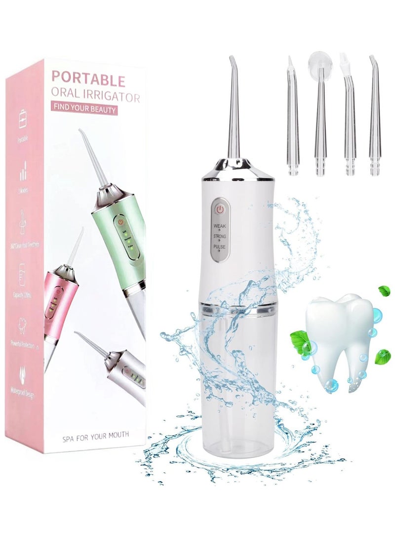 MileMelo Water Flosser Cordless for Teeth -3 Modes Dental Oral Irrigator Portable and Rechargeable IPX7 Waterproof Powerful Battery Life Water Teeth Cleaner Picks for Home Travel(White)  - Image 1