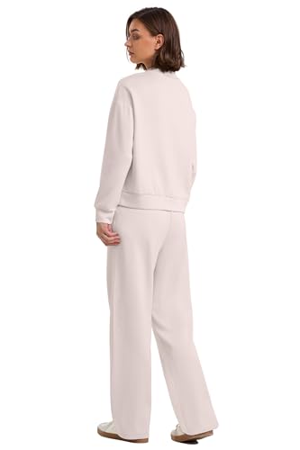 WIHOLL Two Piece Sets for Women - Khaki - Medium - Casual - Mock Neck Long Sleeve Top & Wide Leg Pants with Pockets - Perfect for Travel, Home, Sports & Casual Occasions - Image 5