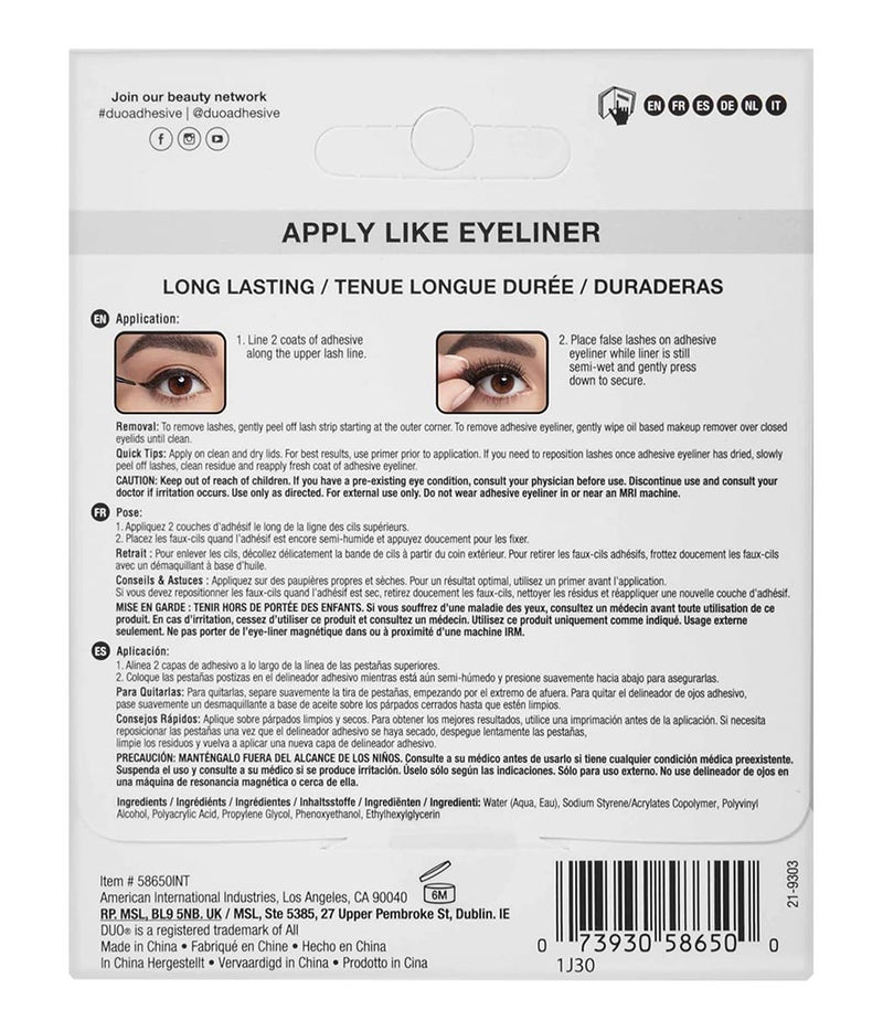 DUO Line It Lash It Adhesive Eyeliner â€“ Clear, Waterproof, Long-Lasting Lash Glue Liner for Strip & Magnetic Lashes, 0.12 oz - Image 4