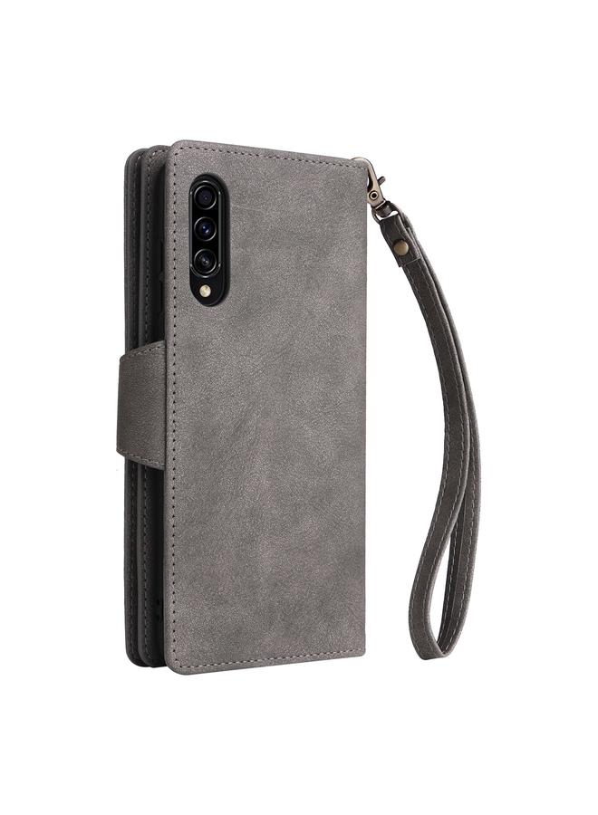S-TOP Case For Samsung Galaxy A70/A70S Rivet Buckle 9 Cards Three Fold Leather Phone Case - Image 3